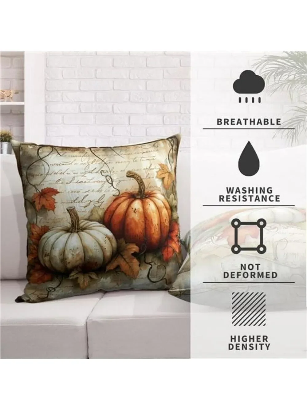 Thanksgiving Fall Pillow Covers Set of 2 18x18 Pumpkin Maple Leaves Outdoor Deco